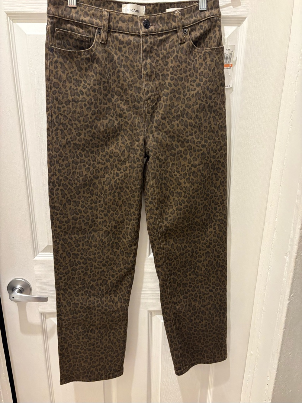 NWT FRAME Le Sleek Straight Leopard Print Jeans Women’s 29 High Rise $268 - Picture 4 of 10